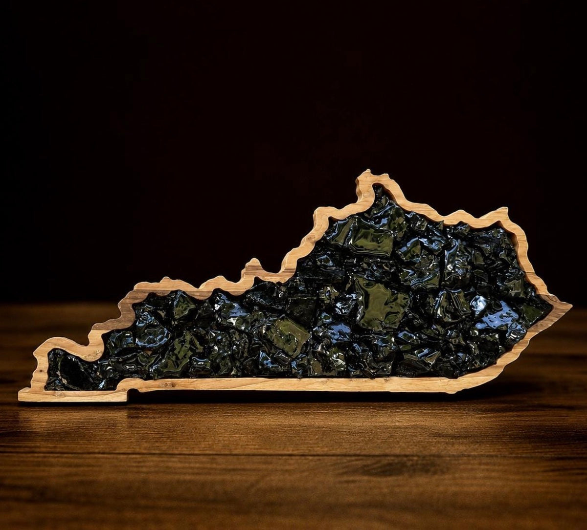Kentucky-shaped coal artwork