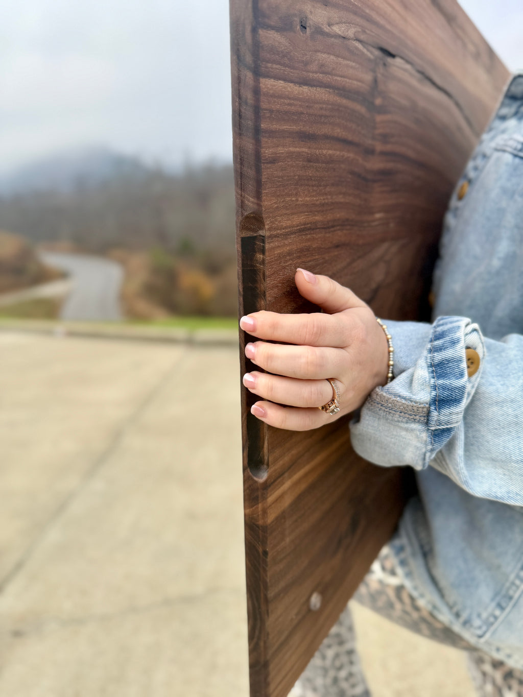 Solid Walnut Stovetop Cover (Grooved Handles, Handcrafted)