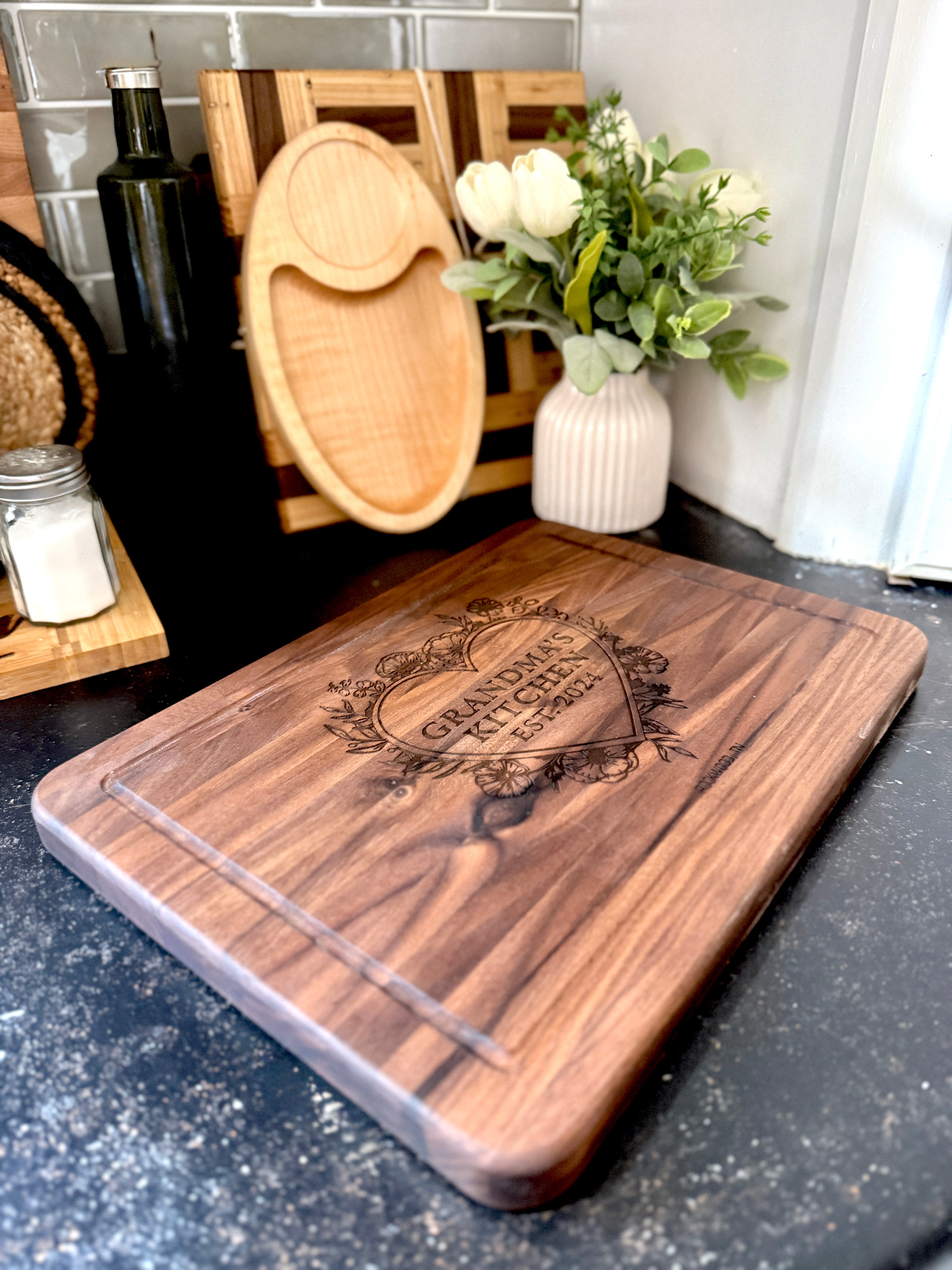 Flat Cutting Board with Juice Groove