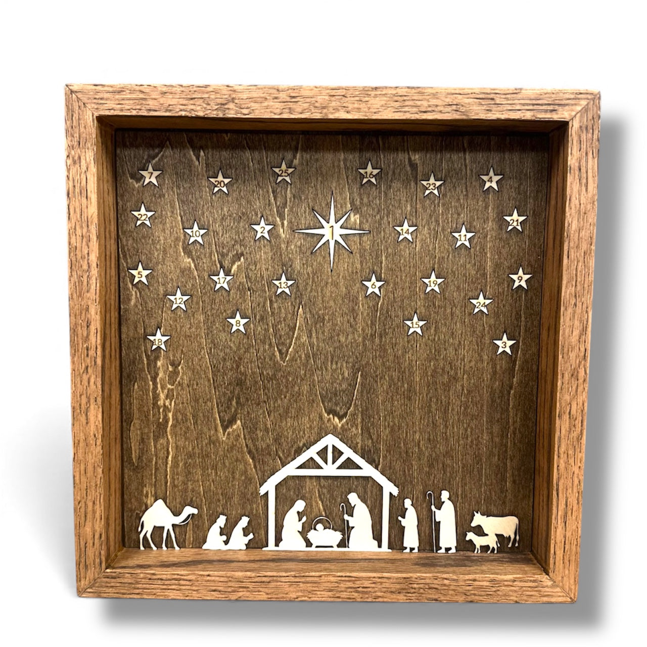 Nativity Advent Calendar — 12x12 Wooden Countdown